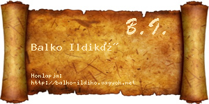 Balko Ildikó névjegykártya